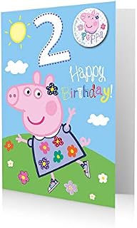 Peppa Pig Girl Age 2 Birthday Card with Badge, Multi Colour, 145 x 200mm, PG002