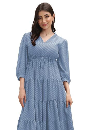 Image of Leriya Fashion Maxi Dress for Women | Western Summer Georgette Stylish A-line Dress for Beach Party Outfits | Western Summer Black One Piece Knee Length Dresses for Woman