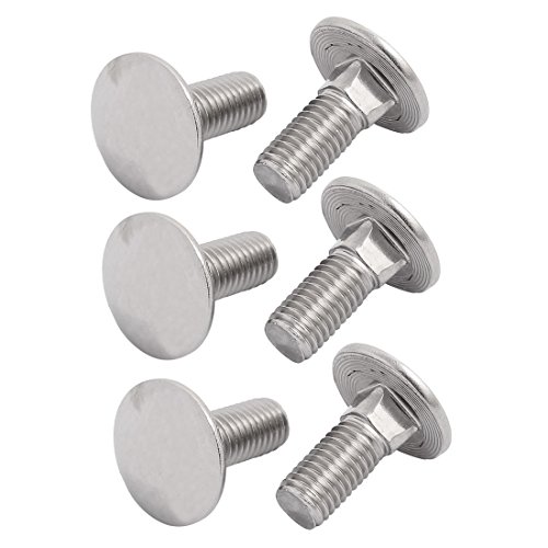 Aexit M12 x Nails, Screws & Fasteners 30mm 304 Stainless Steel Round Head Carriage Bolts Nut & Bolt Sets DIN603 6PCS