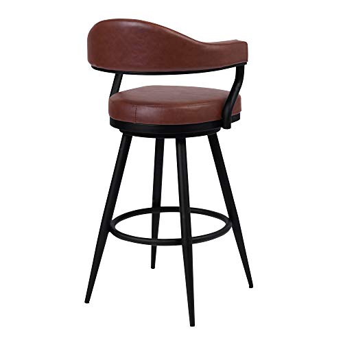 Armen Living Amador Banqueta de Barra 30" en Acabado Negro con Pintura en Polvo y Tapizado de Cuero Sintético Vintage Coffee miniatura 4