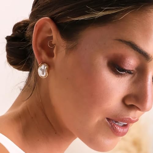 Gold Baroque Pearl Earrings Irregular Pearl Earrings Hypoallergenic for Women Jewelry2