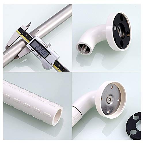 Barras de Apoyo para Ducha, pasamanos, Seguridad para bañera, Inodoro, Barra de Apoyo Antideslizante, Soporte, Acero Inoxidable, Agarre para bañera (Blanco, 38