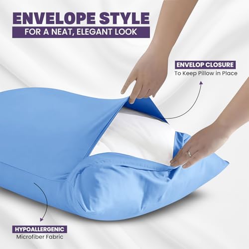 Yorkshire Bedding Pillow Cases 2 Pack - Brushed Microfiber Housewife Pillowcase Hypoallergenic Pillow Cover Standard Size with Envelope Closure (Sky Blue, 50 x 75 cm) - Image 5