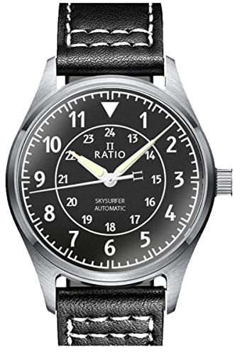 Image of RATIO Pilot Style Watch Analog Display Full Luminous Japanese Automatic 12 /24 Hours Time Display 200M Water Resistant Casual Wear Watches for Men
