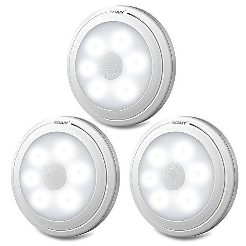 6-Pack Push on Lights| Tap Lights Battery Operated| Led Lights for Closet| Stick up Lights| Touch Lights for Entrance, Hallway, Basement, Bathroom, Cabinet, Closet(Batteries Not Included)