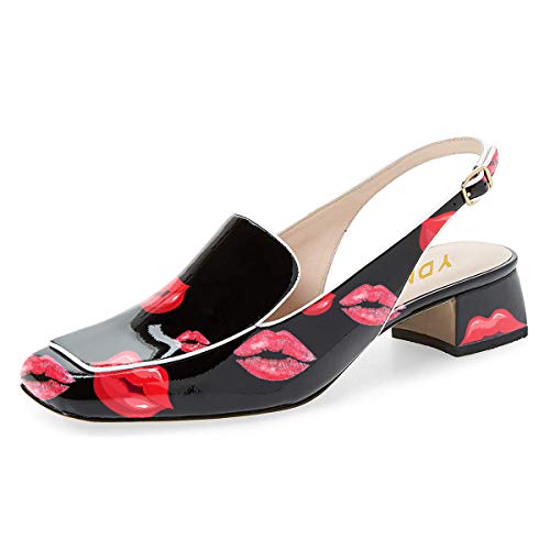 Image of YDN Women Closed Square Toe Block Low Heels Slingback Formal Loafer Dressy Shoes Office Lady Pump Size 4-15 US