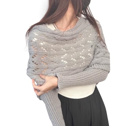 Image of Knitted Cable Wrap for Women Multifunctional Scarf with Sleeves Crochet Sweater Scarf with Sleeves