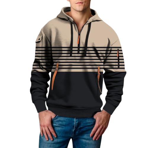 Sudadera manga larga hombre estilo otono con estampado 3D y chaqueta exteriores talla XL khaki