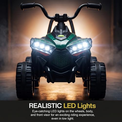 Image of Baybee Monstro Baby Electric Bike for Kids | Rechargeable Balance Bikes with LED Lights, USB, Music & Backrest | Beach ATV Dirt Bikes | 6V Battery Operated Kids Bike for 2-5 Years Boys Girls (Green)