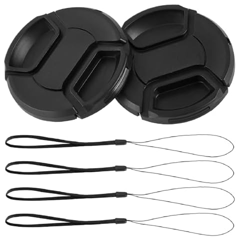 HNMZDS 2 Pcs 58mm Center Pinch Front Lens Cap Compatible with Canon EOS Rebel T7 T6 T5 T100 4000D T8i T7i T6s T5i T4i T3i T2i T1i SL3 SL2 SL1 XSi XTi with EF-S 18-55mm, with Lens Cap Keeper (58mm) Cover
