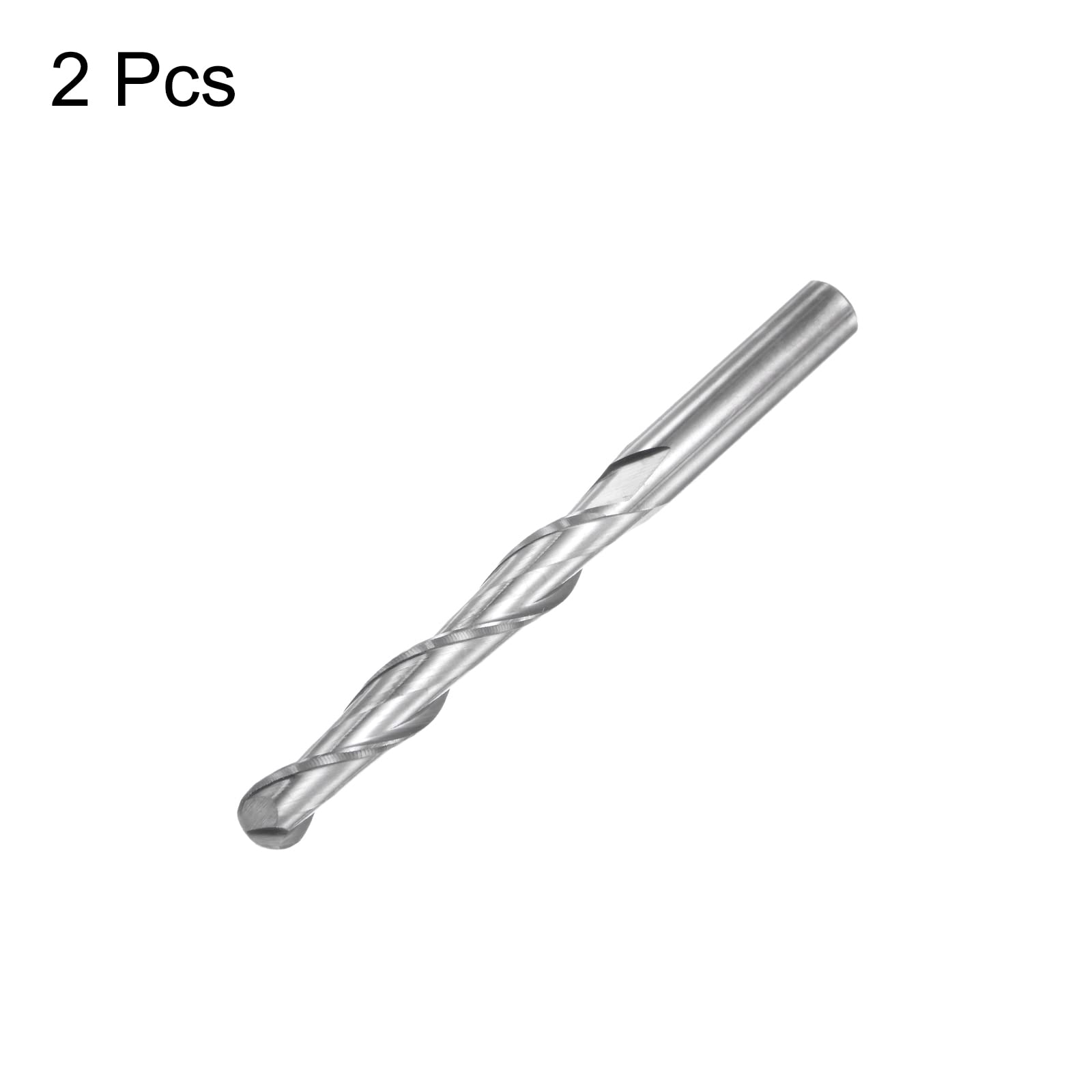 sourcing map 2 pz Sfera Naso Fine Mill 6mm Diametro 42mm Lunghezza di Taglio 6mm Gambo Ad Alta Velocità Acciaio 2 Flauti Spirale Upcut CNC Router Bit