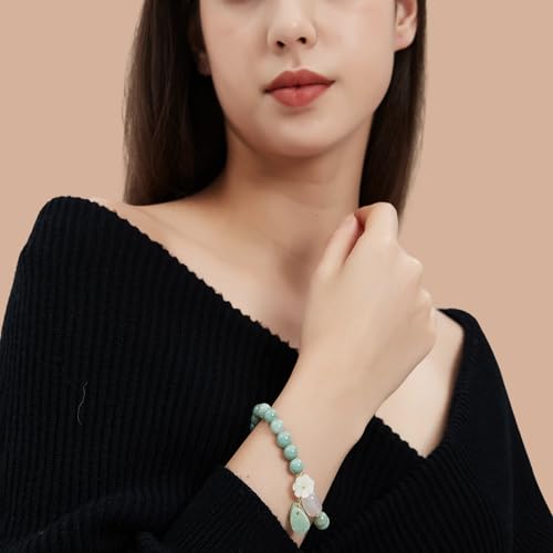 Natural Jade Bracelet for Women Gradient Green Jade Bead Elastic Bracelet, Suitable for Christmas, Thanksgiving4