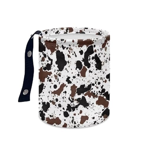 Image of Brown Cow Car Garbage Can Mini Car Trash Bin Hanging Headrest with Adjustable Buttons Multipurpose Car Organizer