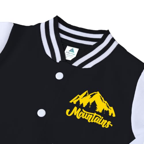 Image of Fabywings Kids Boys Digital Mountain Printed Black Varsity Jacket with Button