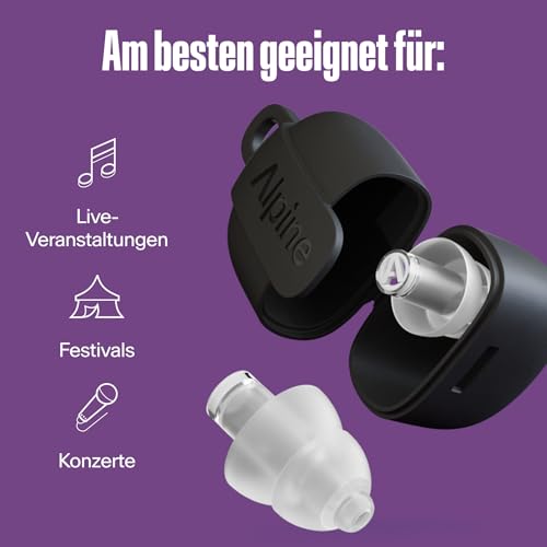 Alpine PartyPlug Pro Gehörschutz Ohrstöpsel für Konzert, Festival, Musik, Party & Disco - 21dB Hi-Fi Premium Lärmschutz - Höchste Musikqualität, Professional Filter, 3 Größen (S/M/L), Transparent