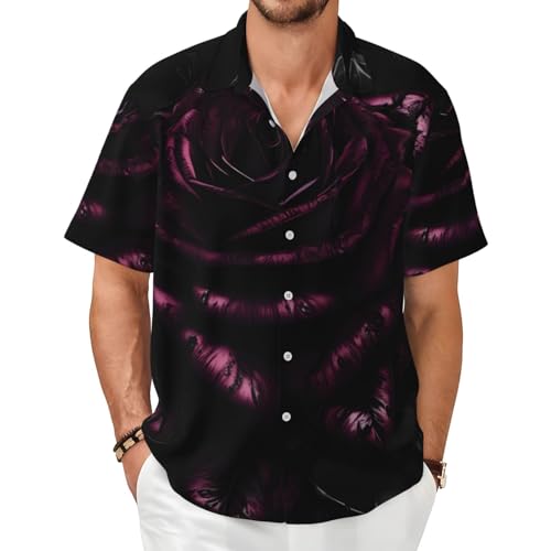 Chemise manches courtes homme au motif rose gothique et douceur premium