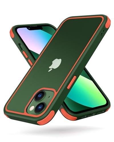 MobNano Funda iPhone 13 Mini. Funda iPhone 12 Mini,Silicona Transparente Bumper Antigolpes Carcasa Capa para iPhone 13 12 Mini - Verde/Naranja