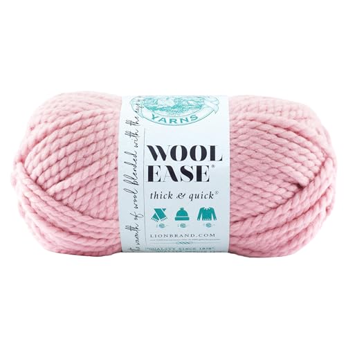 Lion Brand Yarn Wool-Ease Thick & Quick, Super Bulky Wool Blend Yarn for Knitting, Crochet, and Crafts, Blossom, 1 Pack