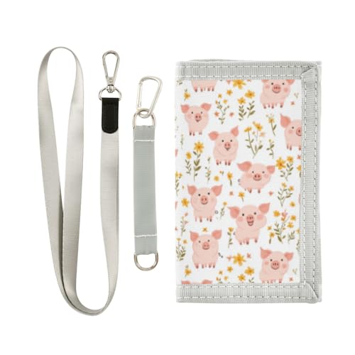 Wusikd Cute Pink Pig Kids Wallet for Boys Girls Toddler Trifold Wallet Novelty Wallet for Teens Women Men