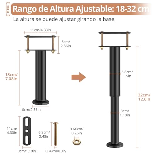 Pie de mueble regulable 18-32cm y patas de cama ajustables Kamtop con tornillos 3