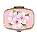 Vintage Flower White Blossoming Sakura Custom Fashion Bronze Tone Rectangular Pill Box Medicine Tablet Holder Wallet Organizer Pocket Case