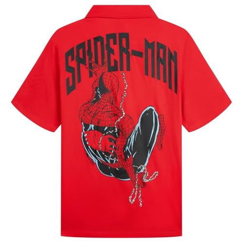 Image of Marvel Spider-Man Matching Family Hawaiian Short Sleeve Button Down Shirt