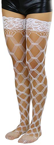 Image of ToBeInStyle Women's Multi-Strand Large Diamond Fence Net Thigh High Stockings