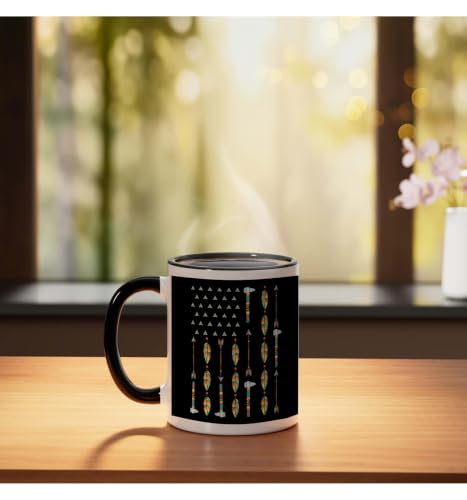 Taza de cerámica con símbolos nativos americanos, 11 oz miniatura 3
