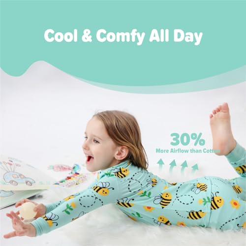 Image of Kids 2-Piece Soft Bamboo Viscose Clothing Set, Long Sleeve Top & Pants, Everyday Outfit for Toddler Boys & Girls
