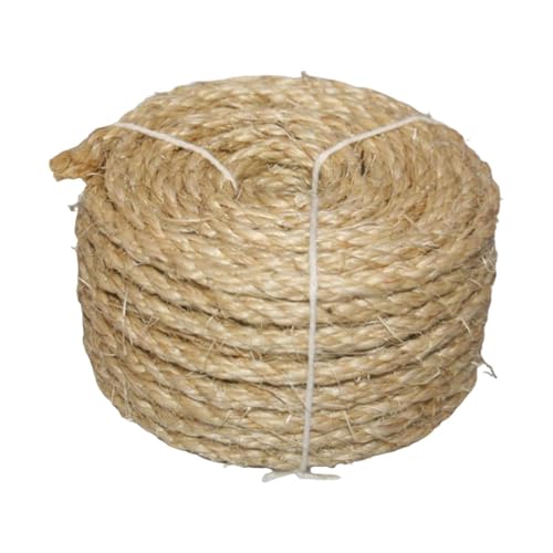 rongweiwang Tiragraffi per gatti in corda di sisal intrecciata, corda di canapa resistente fatta a mano per animali domestici, 6 mm x 15 m, Colore lino, 6mmx50m