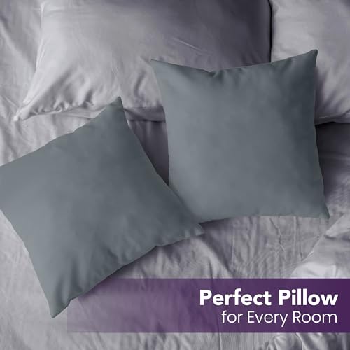 Image of Utopia Bedding 22x22 Pillow Inserts, Set of 2, Grey - Indoor Decorative Throw Pillows for Bed, Sofa & Couch - Soft, Supportive & Fluffy Cushion Inserts