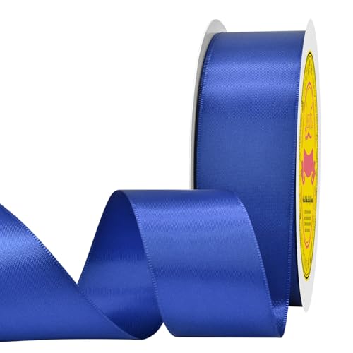 Image of Double Face Cobalt Blue Satin Ribbon 1-1 /2 inch X 50 Yards Polyester Cobalt Blue Ribbon for Gift Wrapping Very Suitable for Weddings Party Hair Bow Invitation Decorations and More
