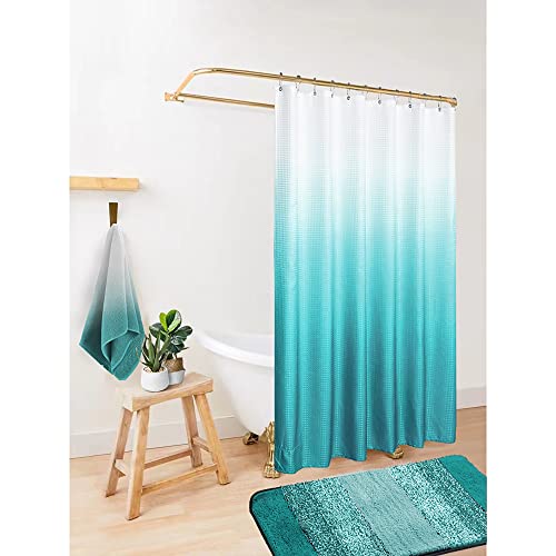 Teal Shower Curtains For Bathoom Set Waterproof Polyester Ombre Coastal Pattern Design Summer Beach Mermaid Shower Curtain For Kids Girls Bathroom Decor Hooks Accessories Teen Women Aqua Turquoise #TOP1