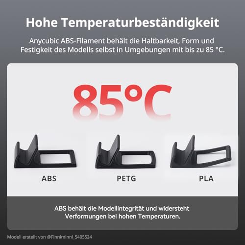 ANYCUBIC ABS Filament 1,75mm, 3D Drucker Filament für Starke und Llanglebige Komponenten, Hoch Temperaturbeständiges, Intelligente Identifikation 1KG Schwarz – Bild 4