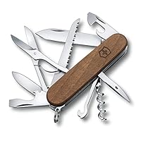 Victorinox Schweizer Taschenmesser Huntsman Wood, Multitool, Swiss Army Knife mit 13 Funktionen, Klinge, Korkenzieher, Dosenöffner, Braun