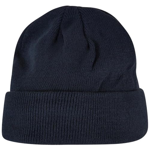 Build Your Brand Gorro de Punto Grueso, Azul Marino, Talla única Unisex Adulto