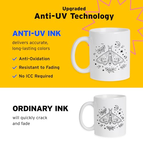 Image of Printers Jack Sublimation Ink for Supertank Inkjet Printers ET-2800 ET-2803 ET-2720 ET-2760 ET-3760 ET-4700 ET-4800 ET-7720 ET-2400 Heat Press Transfer on T-Shirt Mug Mask Printer(Autofill /Anti-UV)
