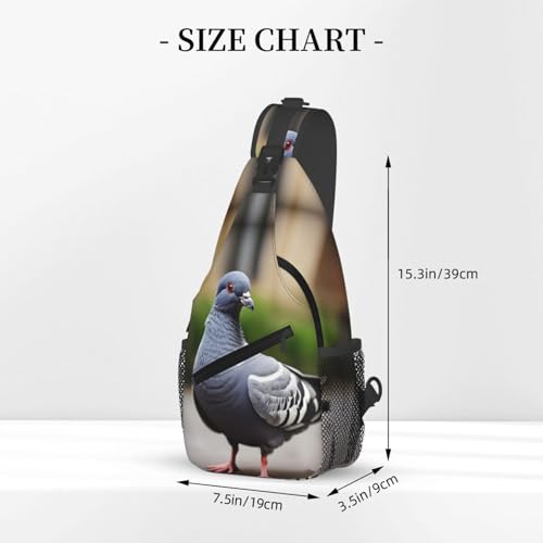 Mochila bandolera sling con diseño de paloma gris para día miniatura 3