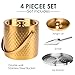 3L Double-Wall Insulated Stainless Steel Ice Bucket with scoop for Cocktail Bar - Metal Ice Bucket for freezer with Lid for parties,Camping,and More!champagne bucket,bar cart accessories(gold)