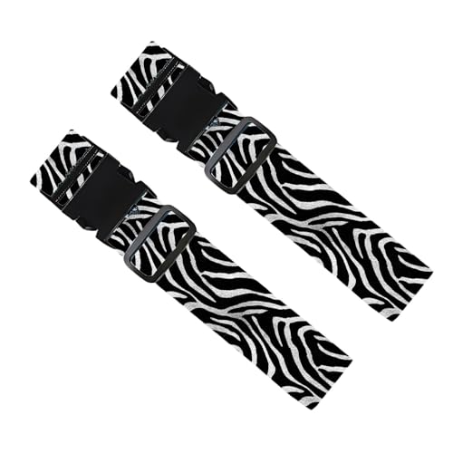 Zebra Print Luggage Straps 2 Pack – Black White Animal Pattern Suitcase Belts with Quick-Release Buckle, Bold Fashion Travel Accessories