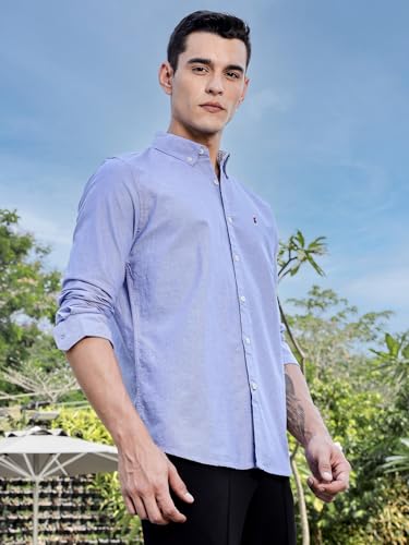 Image of Thomas Scott Men's Cricket Club Collection Classic Regular Fit Twill Shirt | 100% Cotton Long Sleeve Solid Shirt with Button Down Collar (Available in Plus Size)