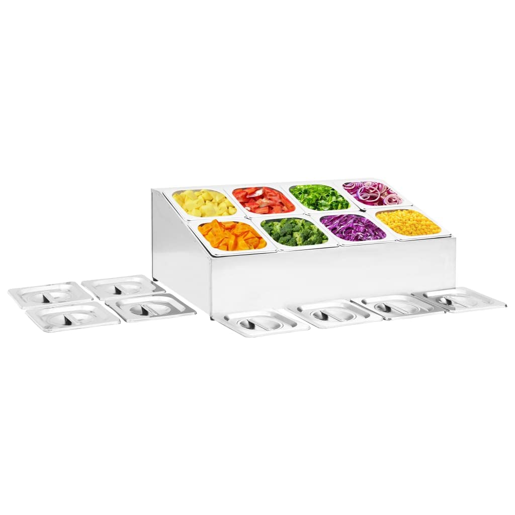 Home & Garden Item-Gastronorm - Contenedor con 8 sartenes GN 1/6 de acero inoxidable
