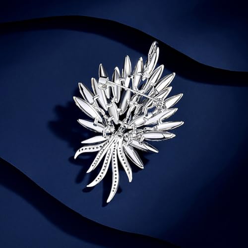 Image of Sparkling Rhinestone Flower Brooch Pin Premium Blue Purple Crystal Flower Brooch Lapel Pins Vintage White Rose Broochs Clothes Hat Bag Dress Clothing Jewelry for Women