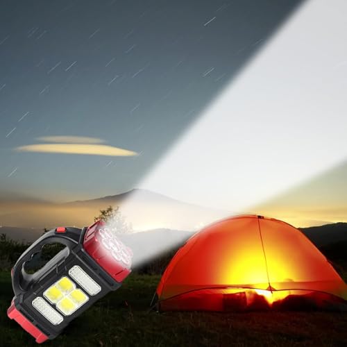 Image of Care 4 Multifunction Solar Waterproof Flashlight with USB Charging,Twin Bulb LED & COB 5 hrs Torch Emergency Light (Red)