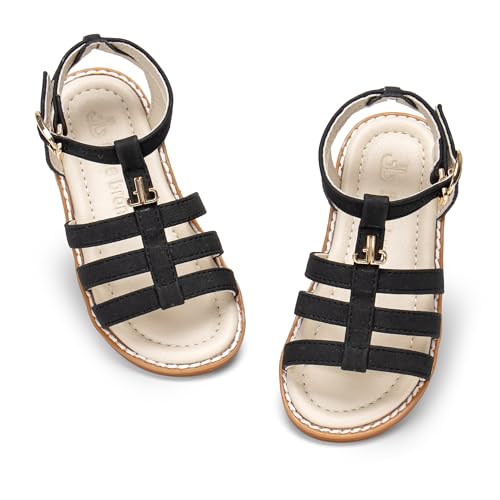 Image of Girls Gladiator Sandals with Adjustable Buckle Comfy Ankle Strappy Flat Shoes
