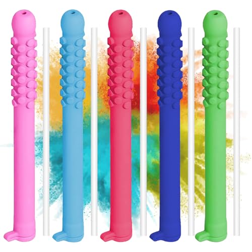 5Pcs Portable Chewable Breather Quit Smoking with 5 Refill Sticks Chewable Breather Sticks Quit Smoking Sticks with Multiple Flavors for Concentration