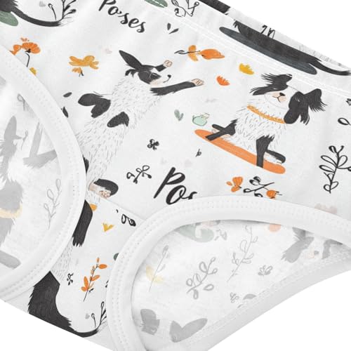 Wusikd Border Collies Doing Yoga Girls' Underwear Cotton Girls Briefs Soft Toddler Underwear 2T4