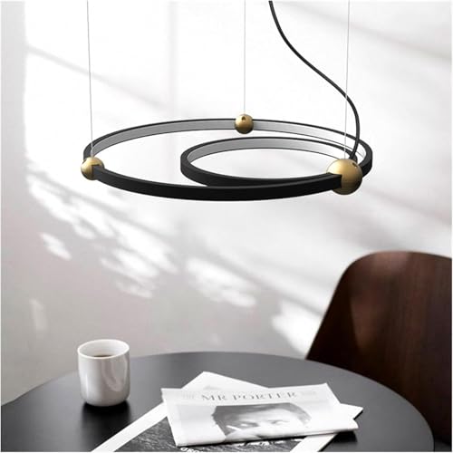 Lustres LED circulaires modernes LWX en noir mat pour éclairage de salle à manger