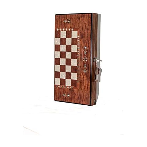 Helena wood art Mosaic Inlaid Classic Backgammon - Big you | Natural Rosewood Veneer Cover