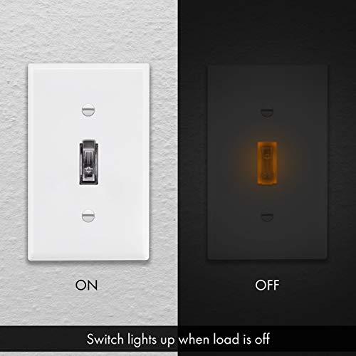 Enerlites Toggle, Single Pole Lighted Switch, 15A 120-277Vac, Grounding Screw, Residential Grade, Ul Listed, 88115L-C-10Pcs, (10 Pack), Illuminated-Clear, 10 Count #TOP3